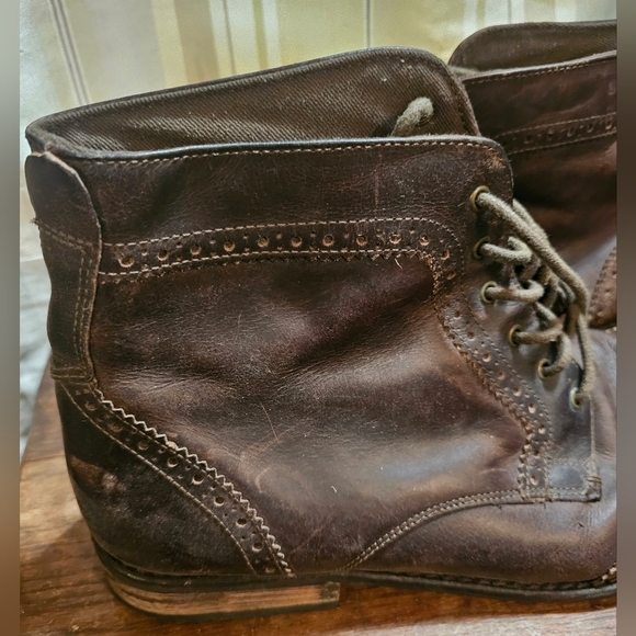 Mens Brown Real Leather Dress Shoes Boots Lace Up Cowboy Size 12 - Red Tape - Picture 5 of 8